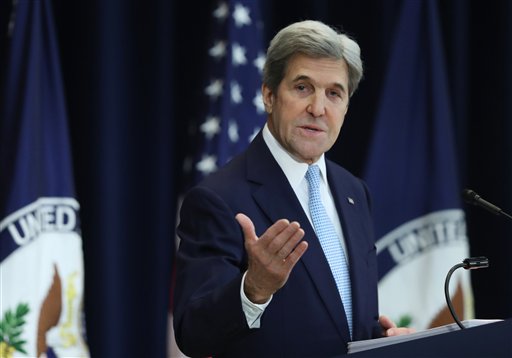 El secretario d Estado John Kerry habla sobre política israelí-palestina, el miércoles 28 de diciembre del 2016, en el Departamento de Estado en Washington. (AP Foto/Andrew Harnik)